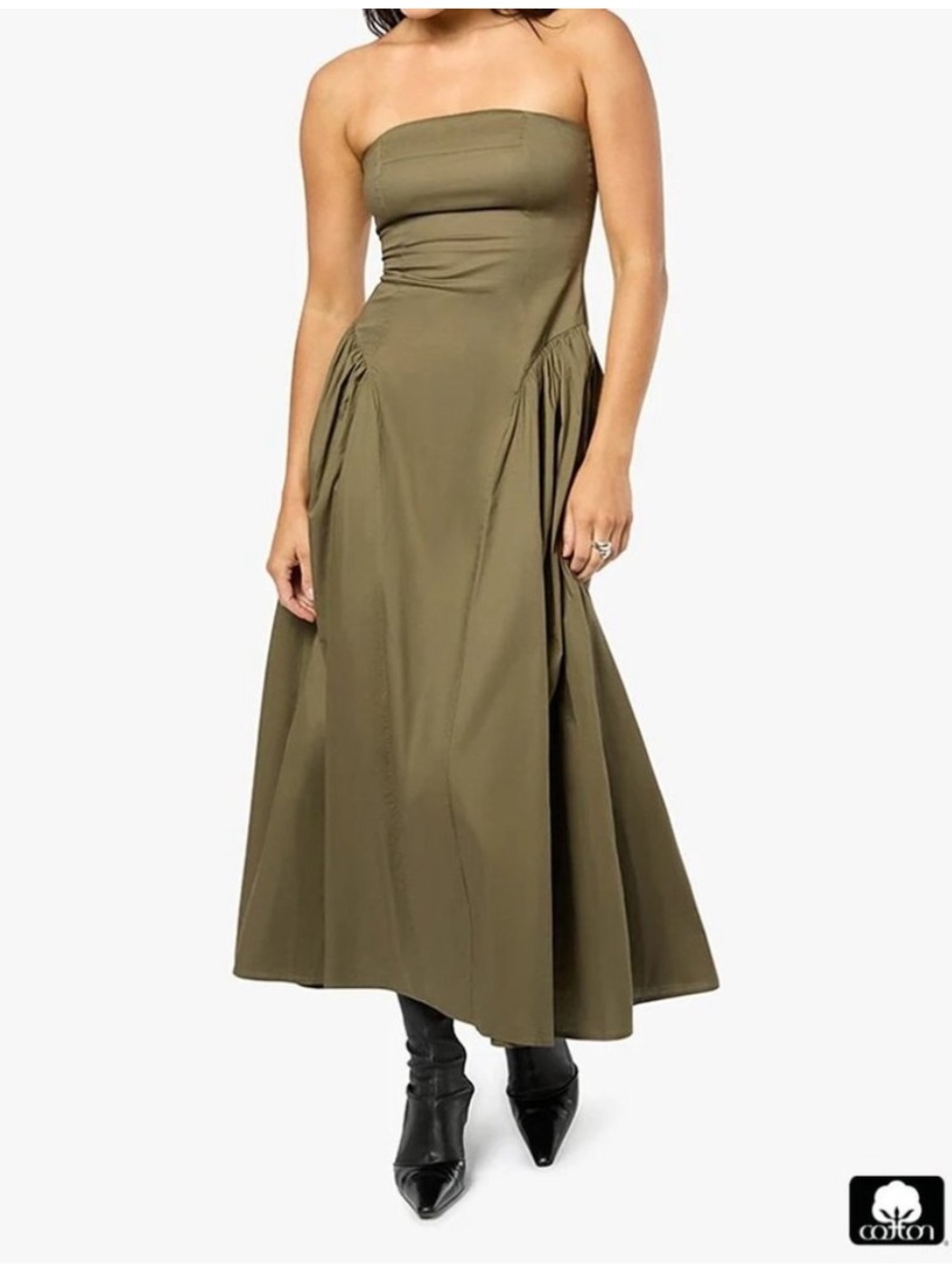 WeWoreWhat Strapless Corset Ruched Dress in Dark Green